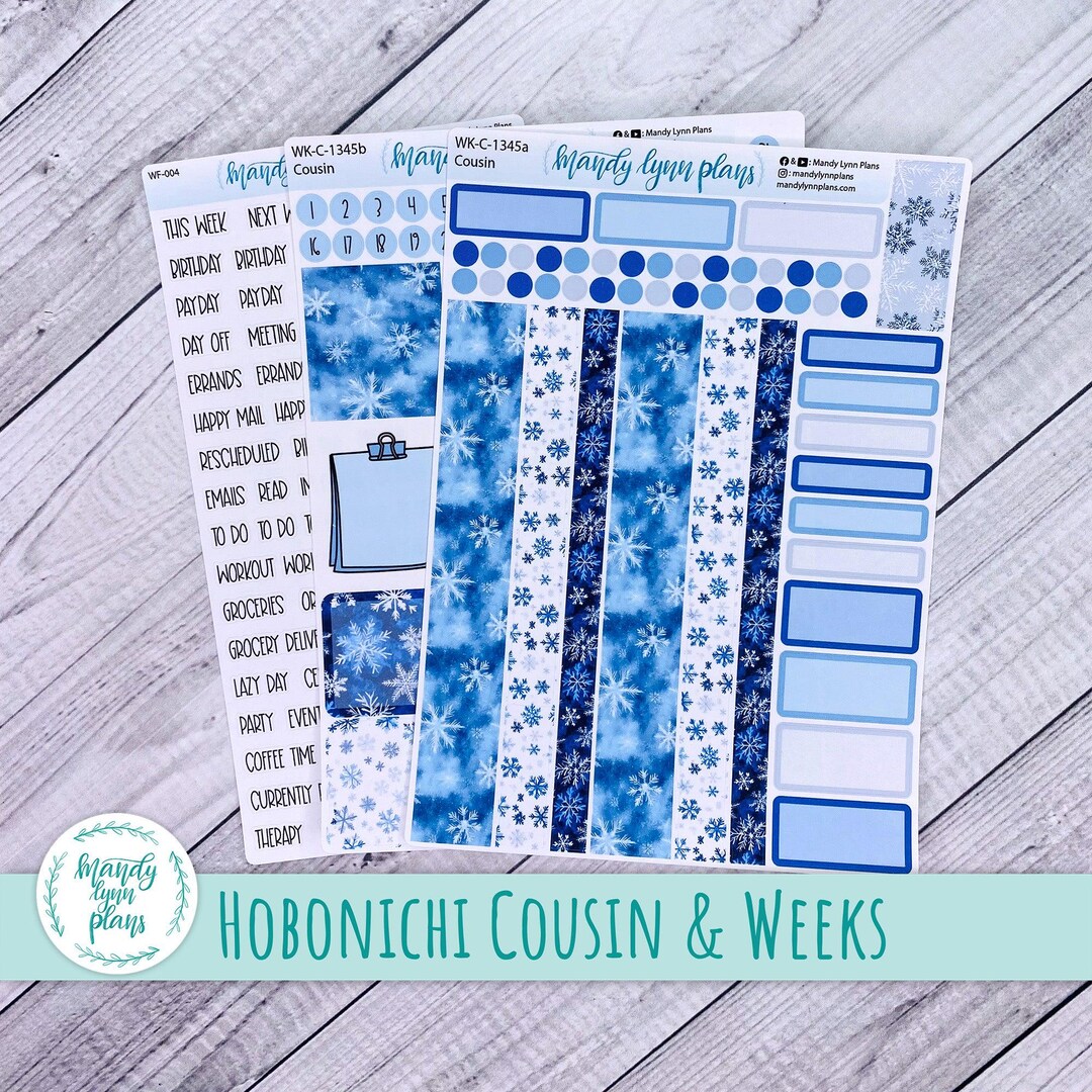 Weekly Kit || Hobonichi Cousin and Weeks || Snowflakes || 345 - Etsy