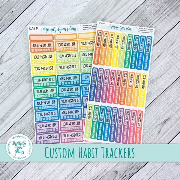 Custom Habit Trackers || Hobonichi Cousin, Hobonichi Weeks, Bullet Journal || Removable Matte Planner Stickers