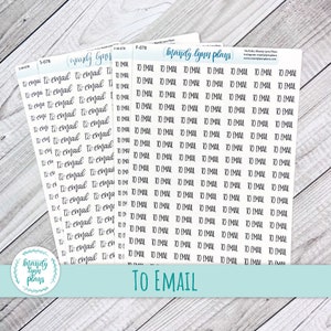 May include: A sheet of clear stickers with the phrase "To Email" repeated multiple times in black cursive handwriting. The stickers are arranged in rows and columns on a white background.