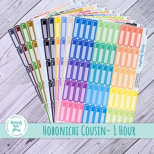 Hobonichi Cousin || Skinny Bookmarked Flag Functional Labels || 62 Removable Matte Stickers