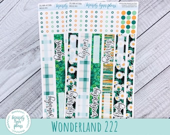 Wonderland 222 Daily Kit for A5, B6, and A6 Planners || Shamrocks and Daisies || Removable White Matte Stickers || 158
