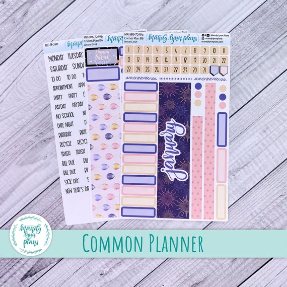 January 2024 Common Planner Monthly Kit Happy New Year 249 
