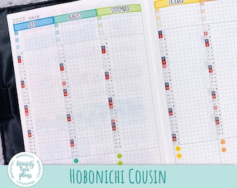 Hobonichi A5 Cousin Yearly Index Stickers: Matte Removable Planner Stickers