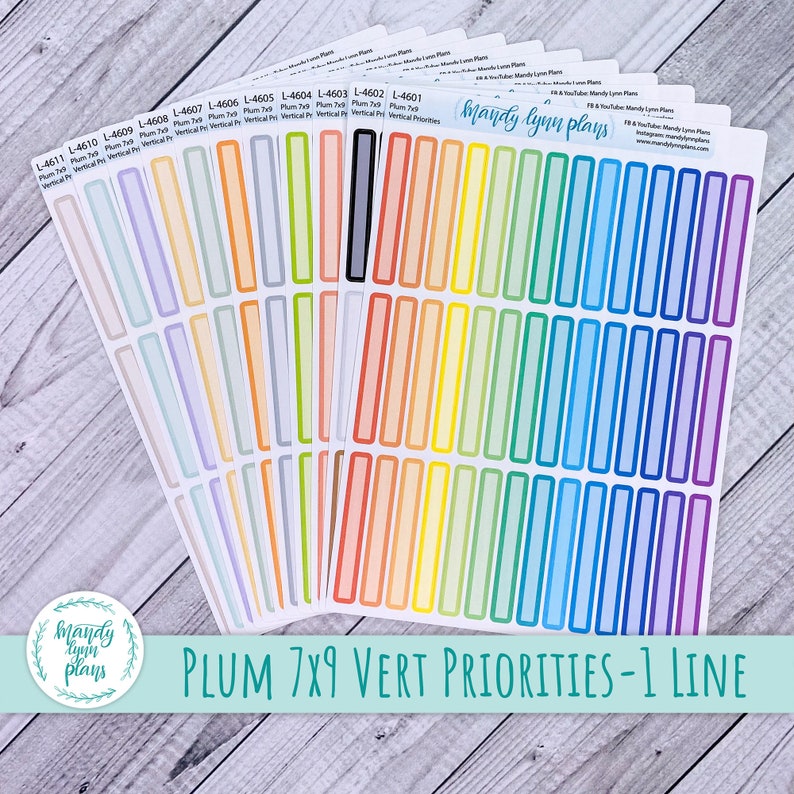Plum Paper 7x9 Planner Labels: Vertical Priorities, Removable Matte ...