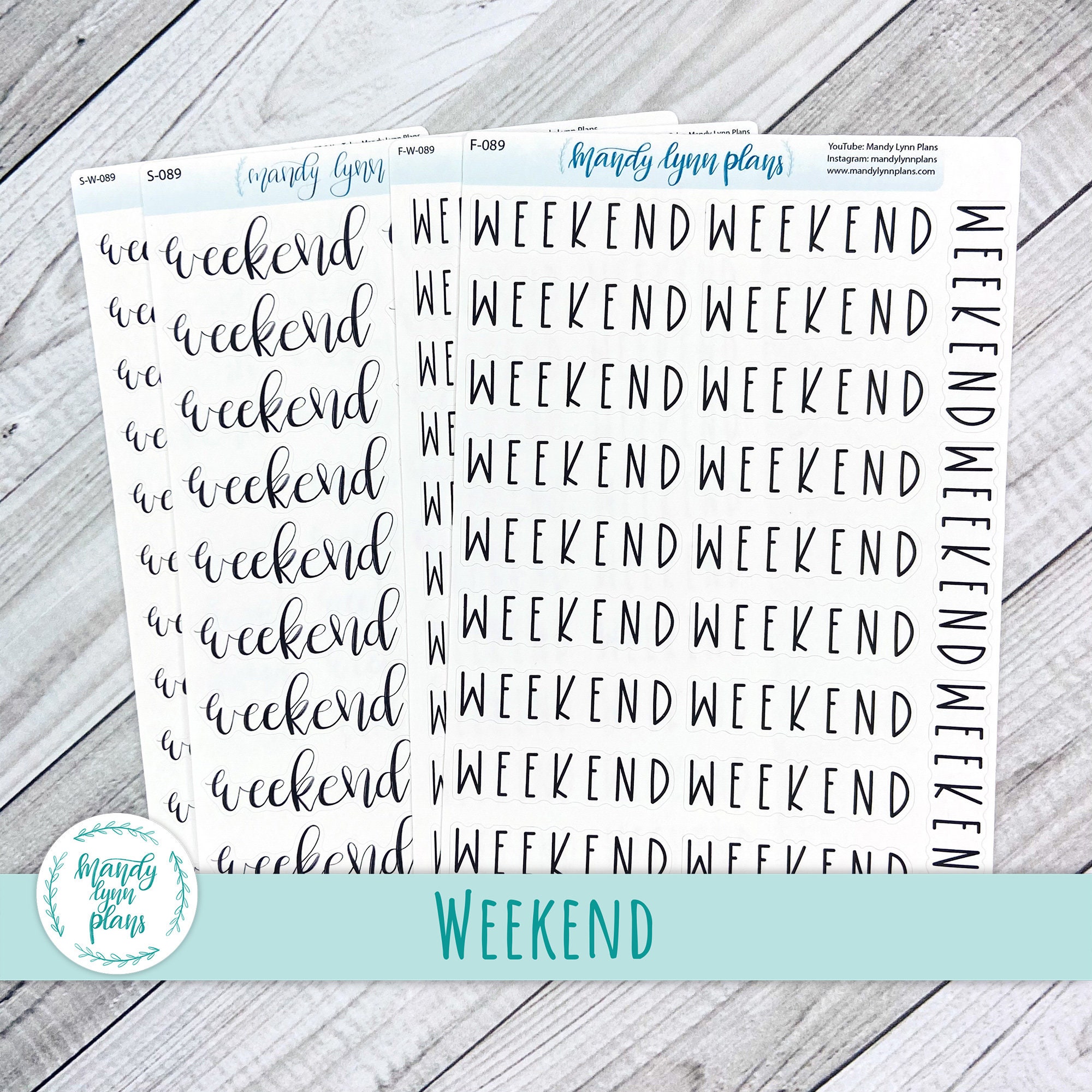 Weekend Script Stickers || Removable White Matte or Clear Matte Stick…