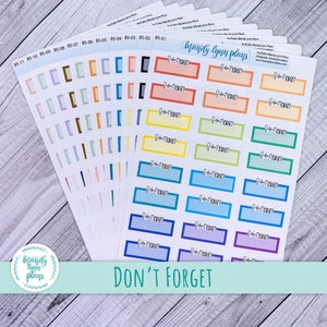 Don't Forget Planner Stickers: Colored Reminder Boxes (B5)