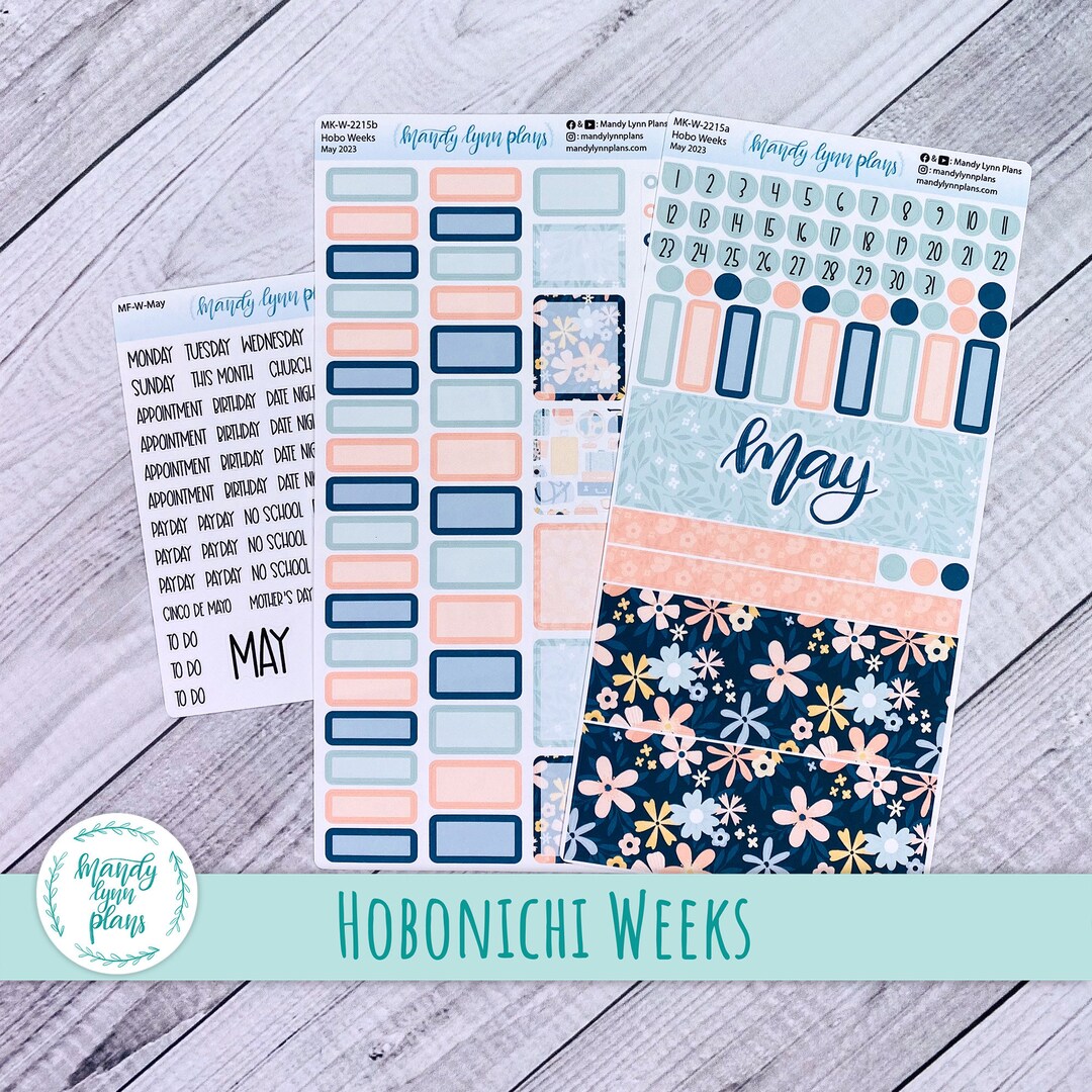 Hobonichi Weeks May 2023 Monthly Sticker Kit Wander Hand Lettered ...