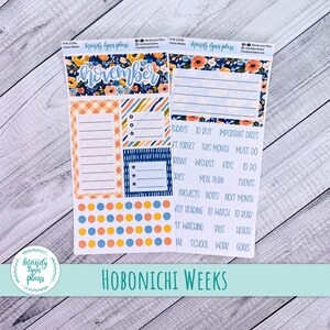May include: Planner stickers with a floral "November" header. The stickers have various designs, including gingham, stripes, and polka dots, with text labels for tasks and notes. The stickers are designed for Hobonichi Weeks planners.