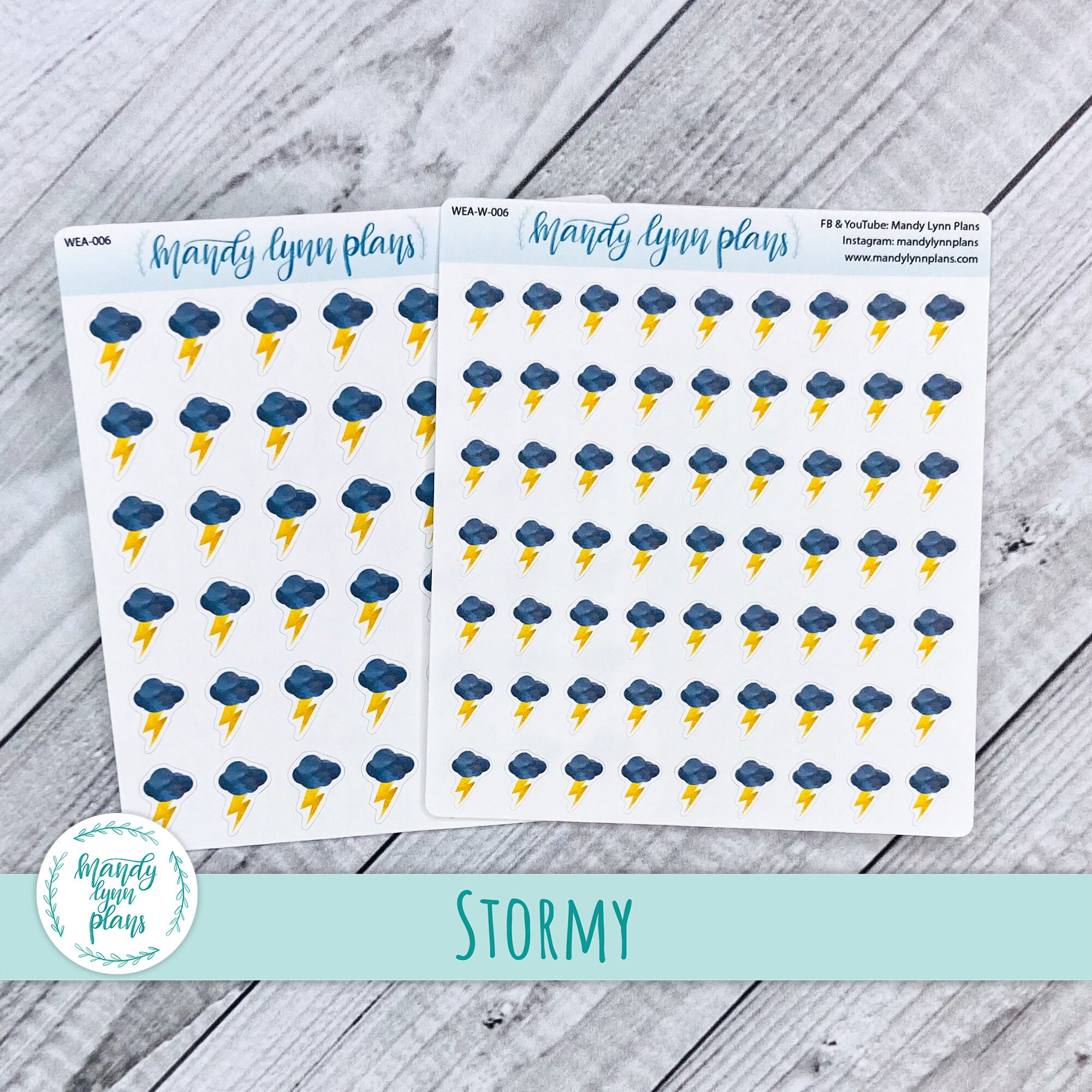 Storm, Thunderstorm, Lightning,  Summer, Spring, Fall, Winter Weather Stickers || Removable White Matte Stickers || 006