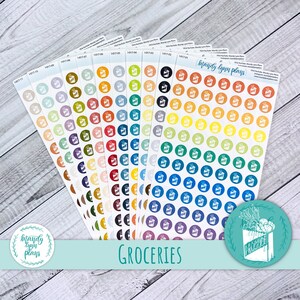 Grocery Bag Planner Stickers: 84 Removable Matte Icons
