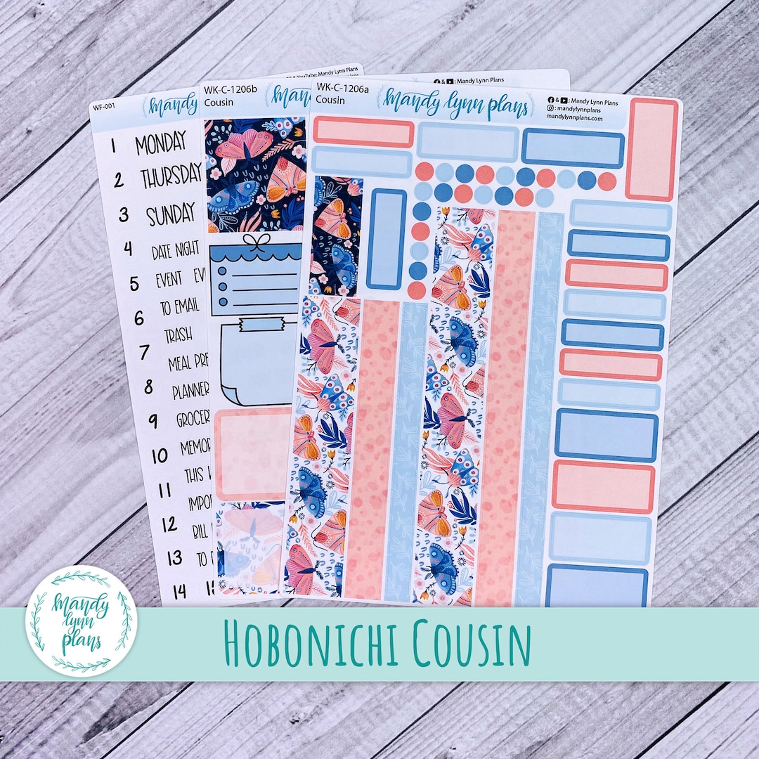 Hobonichi Cousin A5 Weekly Planner Sticker Kit Spring Moths Removable ...