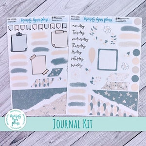 Grün und Beige Blumen Journal Sticker Kit || Abnehmbare oder durchsichtige Matte Journal und Planner Aufkleber || WK-J-228