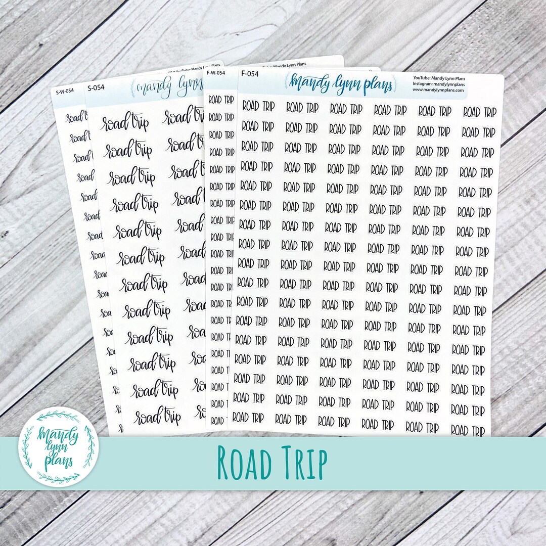Road Script Set Road Trip Script Stickers: Planner & Journal (white or Clear) - Etsy