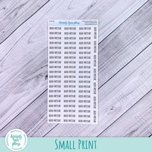 May include: A rectangular sticker sheet featuring multiple rows of the text "BLOOD PRESSURE" printed in a black, sans-serif font. The top of the sheet includes the text "F-W-122", "mandy lynn plans", and social media information.