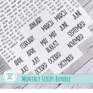 Monthly Script Planner Stickers: Hobonichi Cousin, Weeks, A6