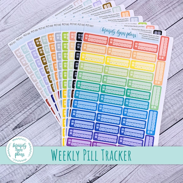 Weekly Pill Trackers || Meds, Medication, Supplements, Vitamins || Hobonichi Cousin || 35 Removable Matte Planner Stickers