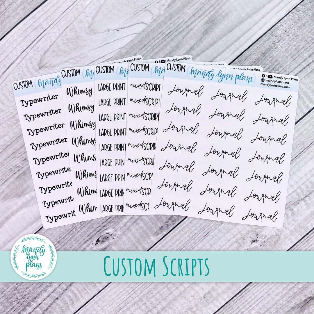 Custom Script Planner Stickers: Matte White or Clear - Etsy