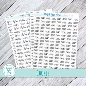Chores Script Planner Stickers: Hand Lettered, White or Clear