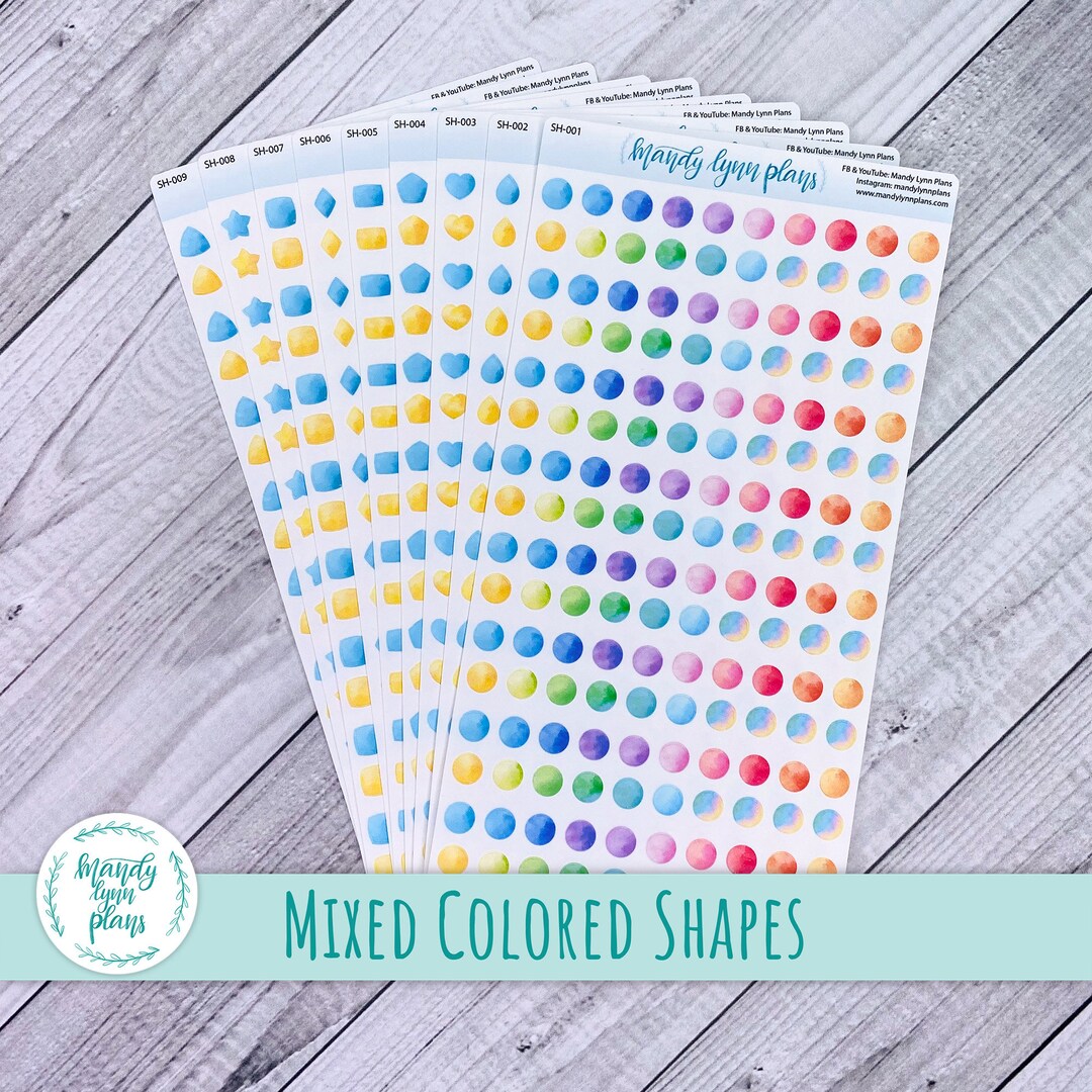 Mixed Color Shape Stickers: Planner Stickers (removable or Clear Matte ...
