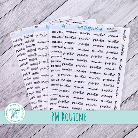 PM Routine Script Stickers: Planner, Journal (Removable)