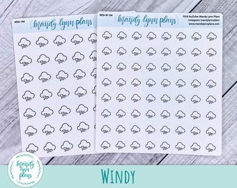 Black Line Windy, Breezy Weather Stickers || Removable White and Clear Matte Stickers || 104