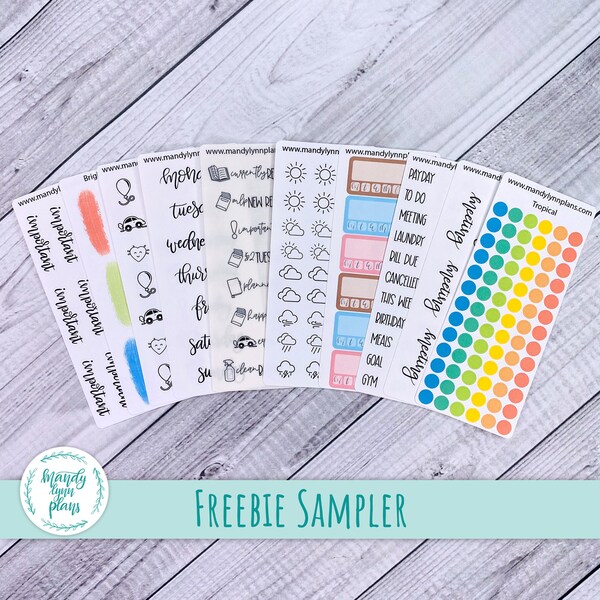 Freebie Sampler || Hobonichi, Wonderland 222, Common Planner, Bullet Journal, Planner Stickers || Removable Matte and Clear Matte Stickers