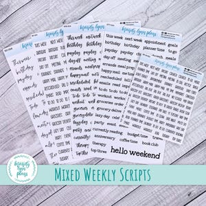 Mixed Weekly Script Sheets