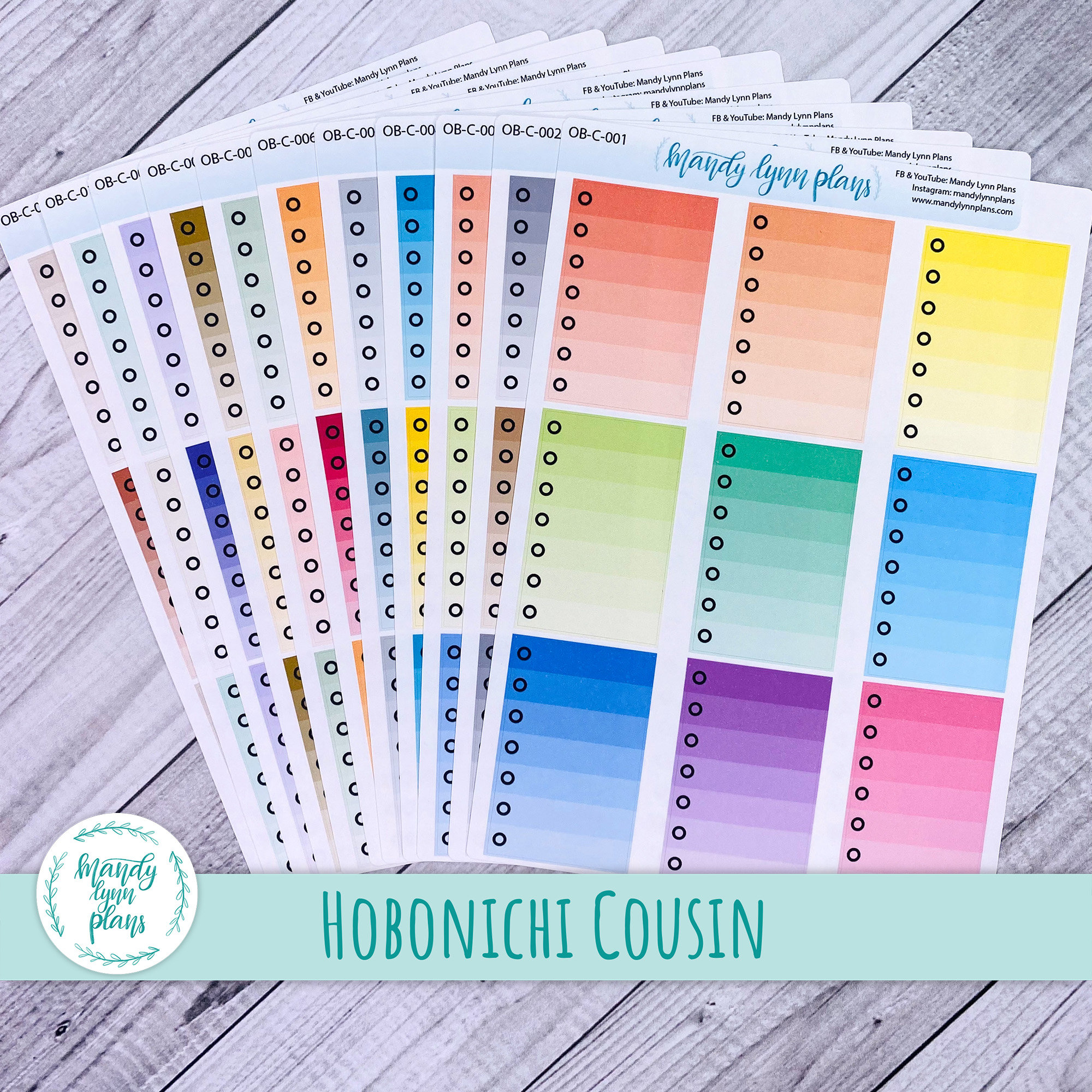 Hobonichi Cousin || Checklist Ombre Boxes || 9 Removable Matte Planner Stickers || Various Colors