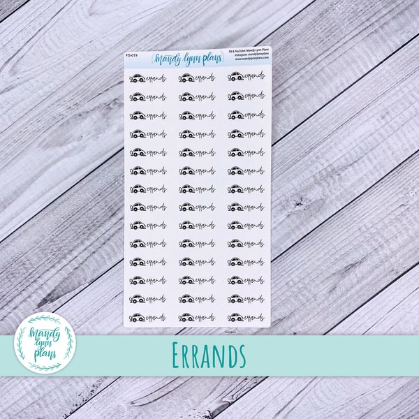 Errands Functional Icon Script Stickers || Minimalist Black and White ||  Removable Matte or Clear Matte Stickers || FIS-019