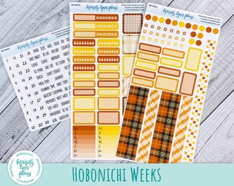Hobonichi Weeks Weekly Sticker Kit || Fall Flannel || Hand Lettered || Removable Matte Stickers || WK-W87