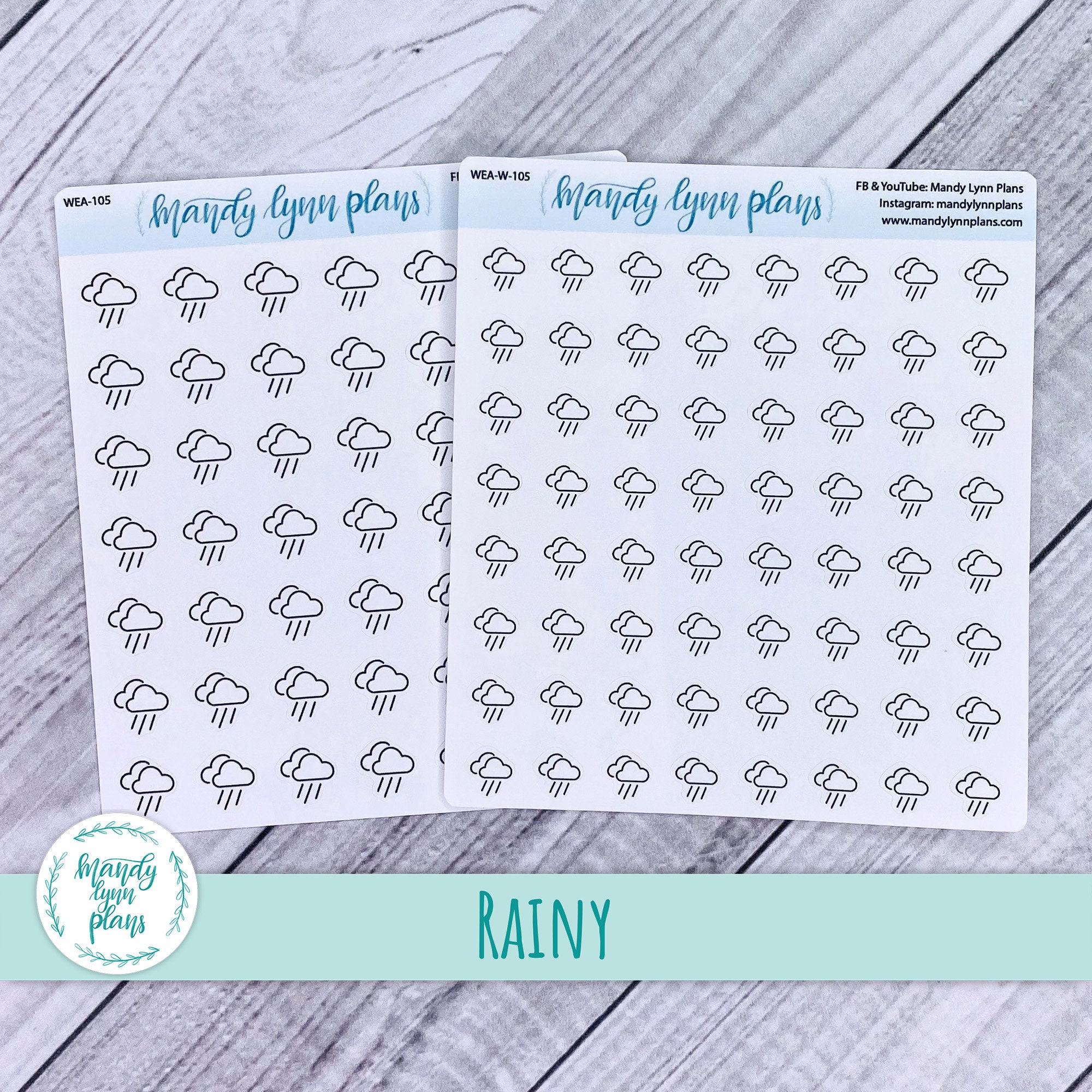 Chance of Showers Box Planner Stickers, Weather Stickers, Rainy Day  Stickers, Happy Planner Stickers