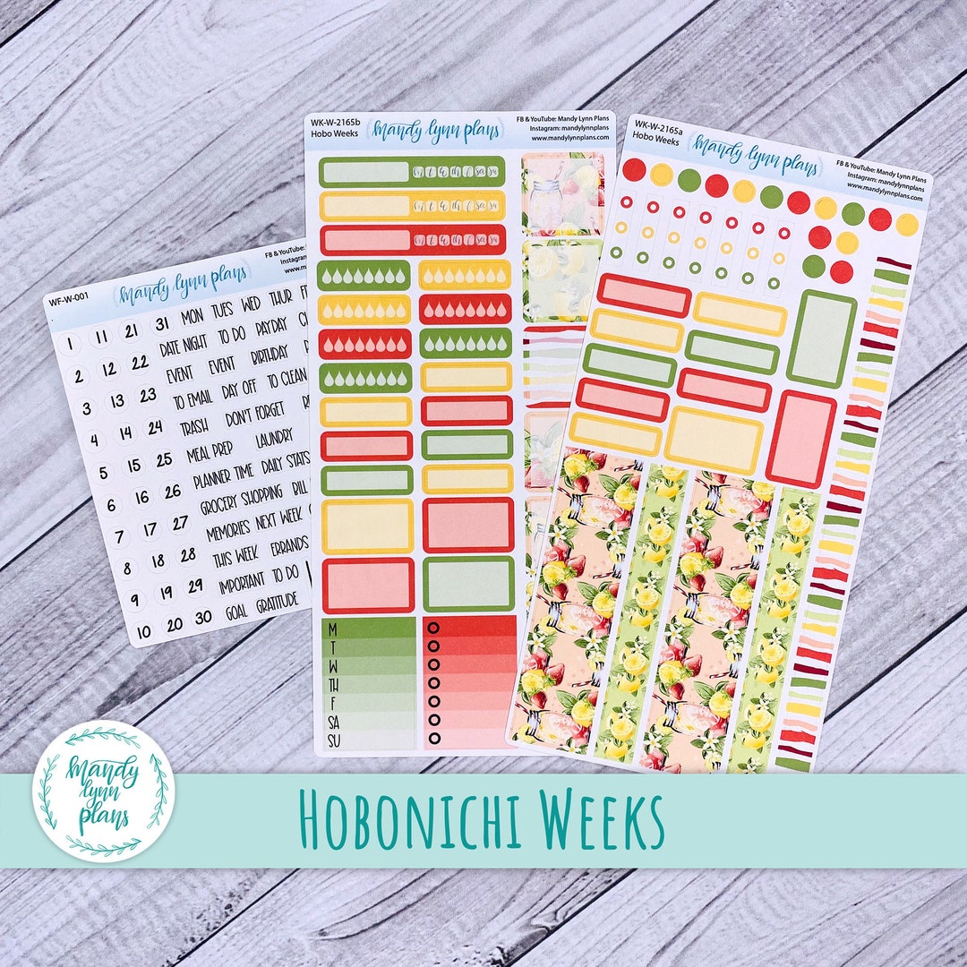 Hobonichi Weeks Weekly Sticker Kit Strawberry Lemonade Removable Matte ...