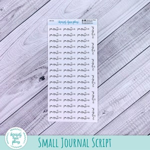 Puede incluir: Una hoja de pegatinas rectangular que presenta varias filas de la palabra pmroutine escrita en una fuente cursiva negra. La parte superior de la hoja incluye el texto J-W-133, mandy lynn plans e iconos de redes sociales con el usuario mandylynnplans.
