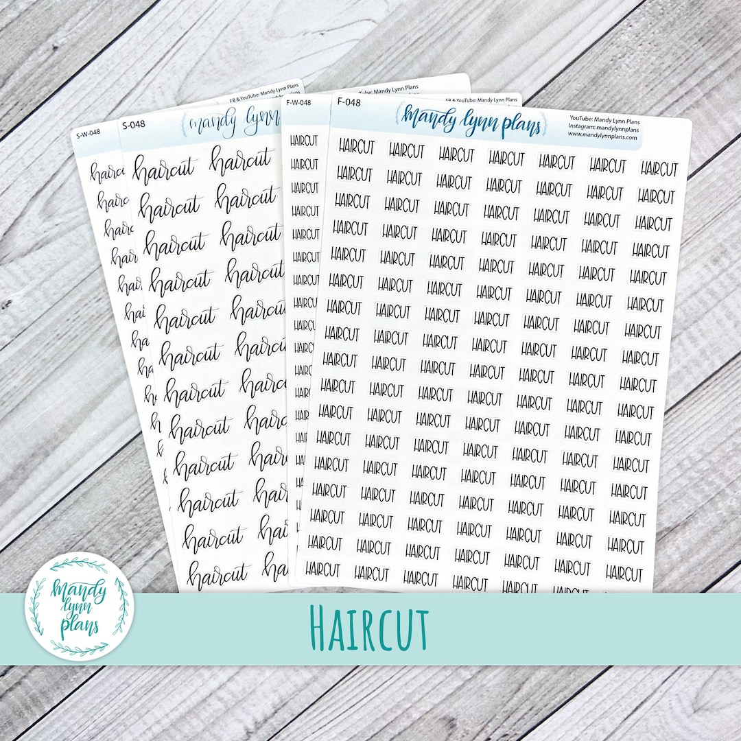 Hand-lettered Haircut Script Stickers: Planner Stickers (white or Clear ...