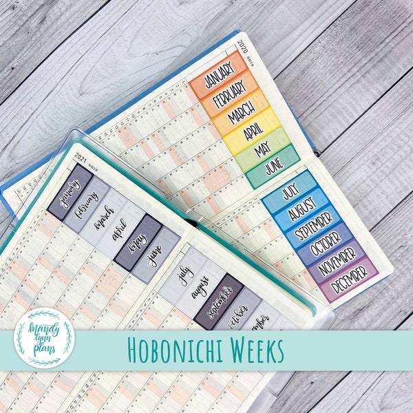 Hobonichi Weeks || Yearly Index || Print or Hand-Lettered || Removable Matte Stickers