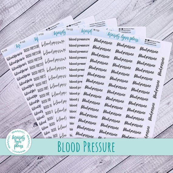 Blood Pressure Script Stickers || Removable White Matte or Clear Matte Stickers || Hobonichi Cousin, Weeks, and A6 || Hand Lettered || 122