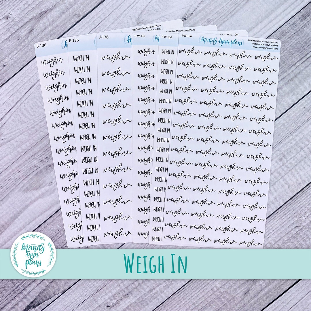 Weigh in Script Stickers: Planner Stickers (136) - Etsy