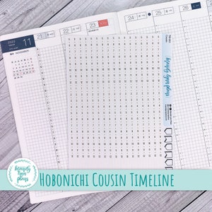 Hobonichi Cousin Wöchentliche und Tägliche Timeline Streifen || 5-24 Uhr und 7-17 Uhr || Abnehmbares weißes Matte
