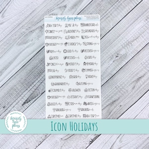 Icon Holiday Script Stickers || Removable White Matte or Clear Matte Stickers