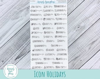 Icon Holiday Script Stickers || Removable White Matte or Clear Matte Stickers