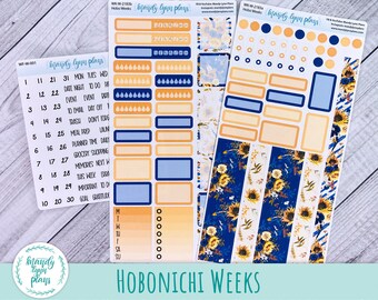 Hobonichi Weeks Weekly Sticker Kit || Sunflowers || Removable White Matte Stickers || WK-W-2183