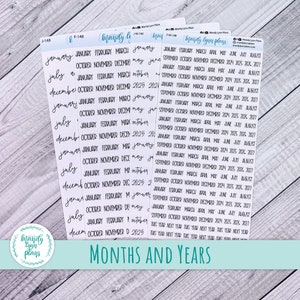 Months & Years Script Planner Stickers 2024-2027