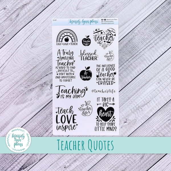 Teacher, School, Teach, Teaching, Apple, Best Teacher, #1 Teacher Quotes | Removable White Matte and Clear Stickers | Q-041