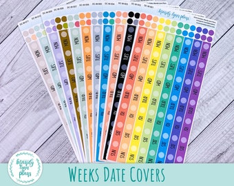 Hobonichi Weeks Datum Covers || Verschiedene Farben || Wieder ablösbare, matte Planer Sticker