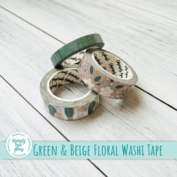 Flower Flrora Gold Foil Washi Tape Set Printed Adhesive Decorative Masking Paper Tape