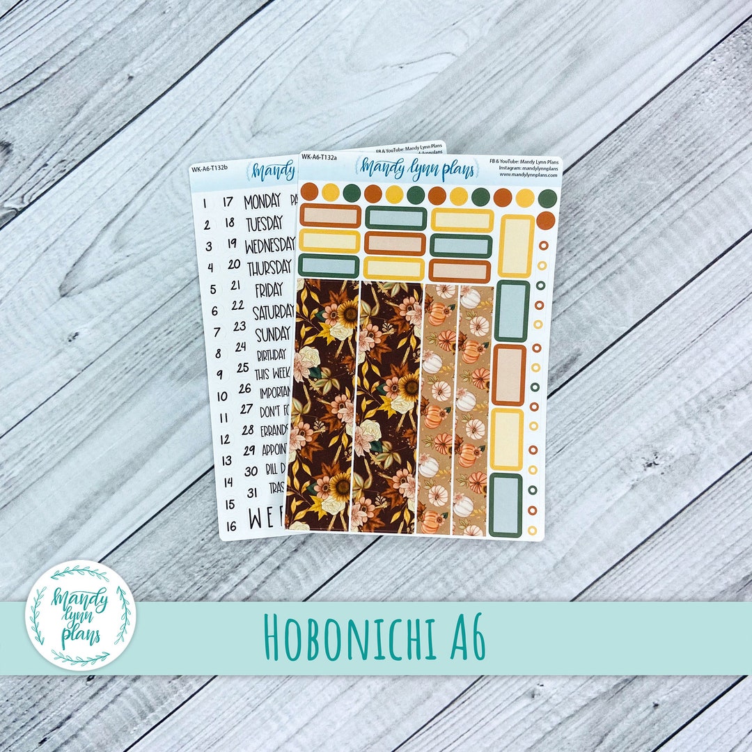 Hobonichi A6 Weekly Calendar Supplement Sticker Kit Hello Fall ...