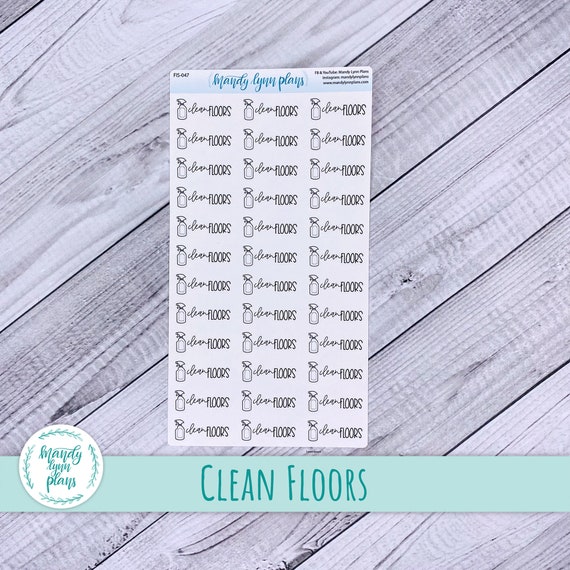 Clean Floors Functional Icon Script Stickers Minimalist