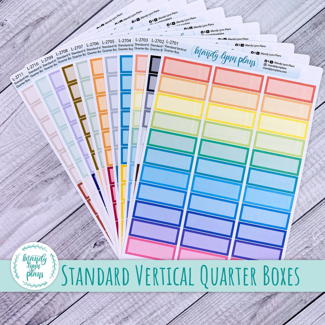 Standard Vertical || Solid Quarter Box Functional Labels || Multiple ...