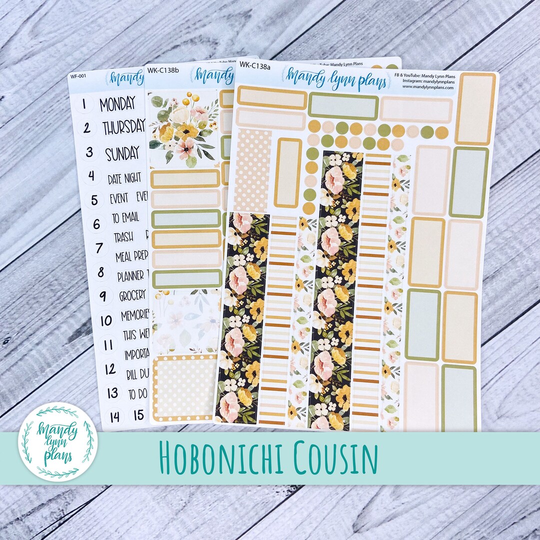 Hobonichi Cousin A5 Weekly Planner Sticker Kit Vintage Floral Removable ...