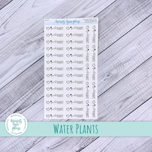Water Plants Functional Icon Script Stickers || Minimalist Black and White ||  Removable Matte or Clear Matte Stickers || FIS-017